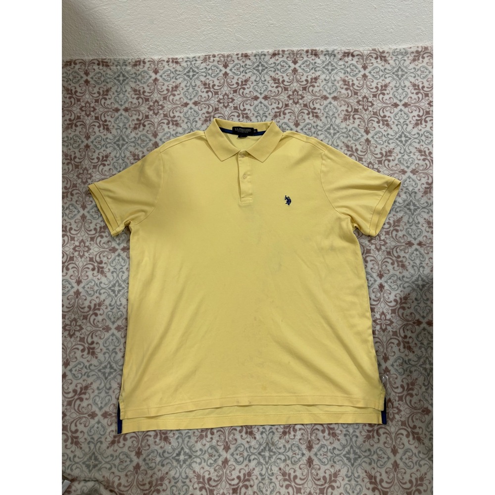 US Polo Assn Luxury Feel Mens XL Yellow Short Sleeve Cotton Polo Shirt Logo